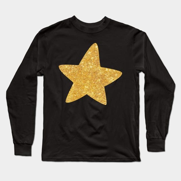 Gold star sticker sparkling gold star Long Sleeve T-Shirt by Maroon55